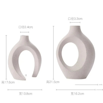Plastic imitation ceramic vase Hollow Nordic Modern Vase Set 2 Modern Home Decor Living Room Bookshelf Place Vases