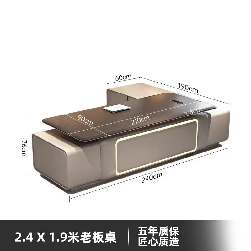 Elegant Light Luxury office desk Modern large high-end design executive desk Minimalist interior escritorio oficina furniture