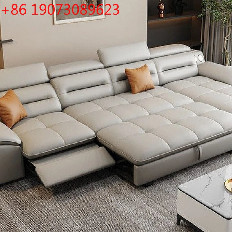 Multi-purpose leather high-end home living room electric light luxury sofa modern minimalist sofa