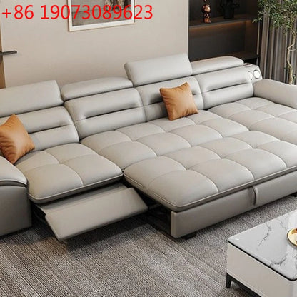 Multi-purpose leather high-end home living room electric light luxury sofa modern minimalist sofa