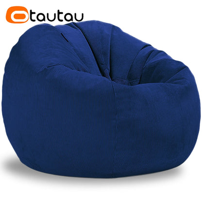 OTAUTAU Adults Children Corduroy Bean Bag Cover Without Filler Beanbag Pouf Chair Puff Salon Corner Seat Game Movie Sac DD005