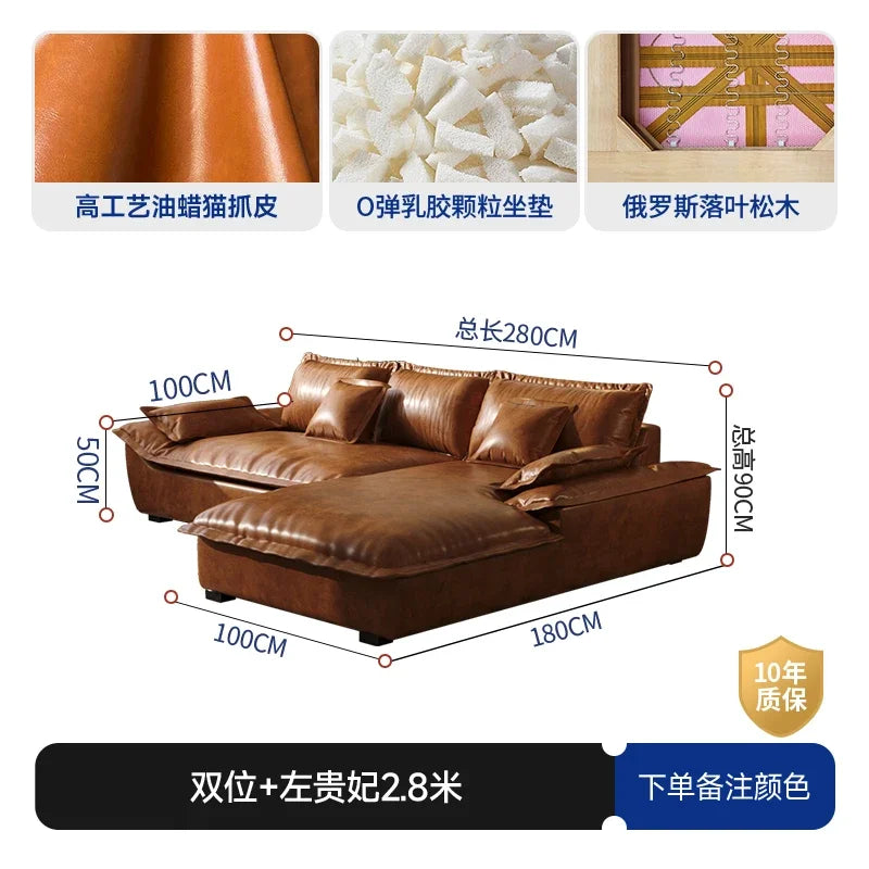 Large Size Leather Living Room Sofas Love Seat Nordic Modern Minimalist Living Room Sofas Relaxing Sillon Cama Trendy Furniture