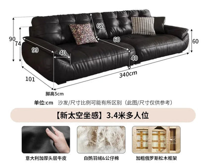 Leather sofa, Italian retro style small apartment, antique style sofa