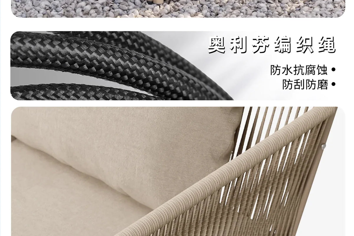 Nordic outdoor rattan furniture courtyard terrace leisure rattan chair villa hotel garden simple waterproof sofa combination