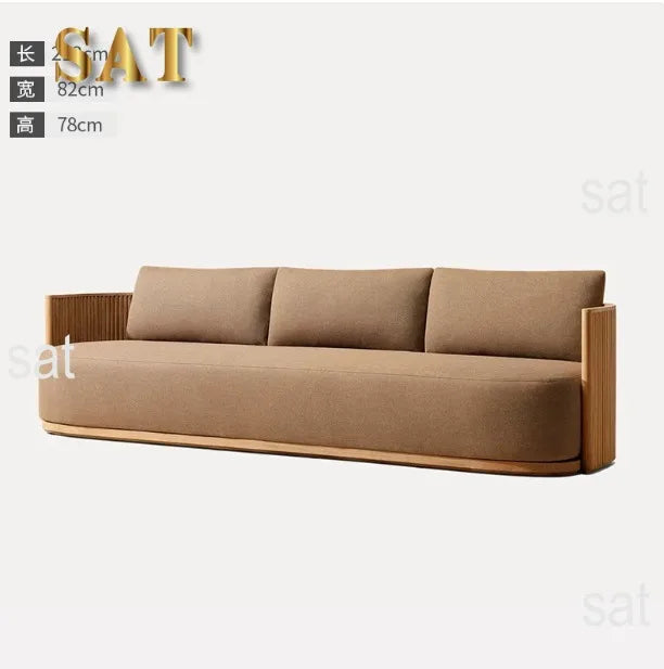 nvModern Simple Courtyard Villa Garden Outdoor Waterproof Sunscreen Anticorrosive Durable Teak Sofa Outdoor Furniture&