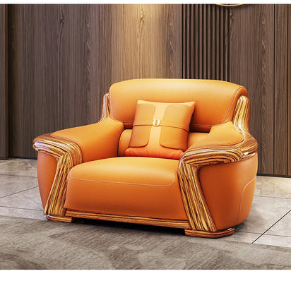 XMH new Chinese ebony leather sofa modern living room luxury villa first layer cowhide new combination sofa