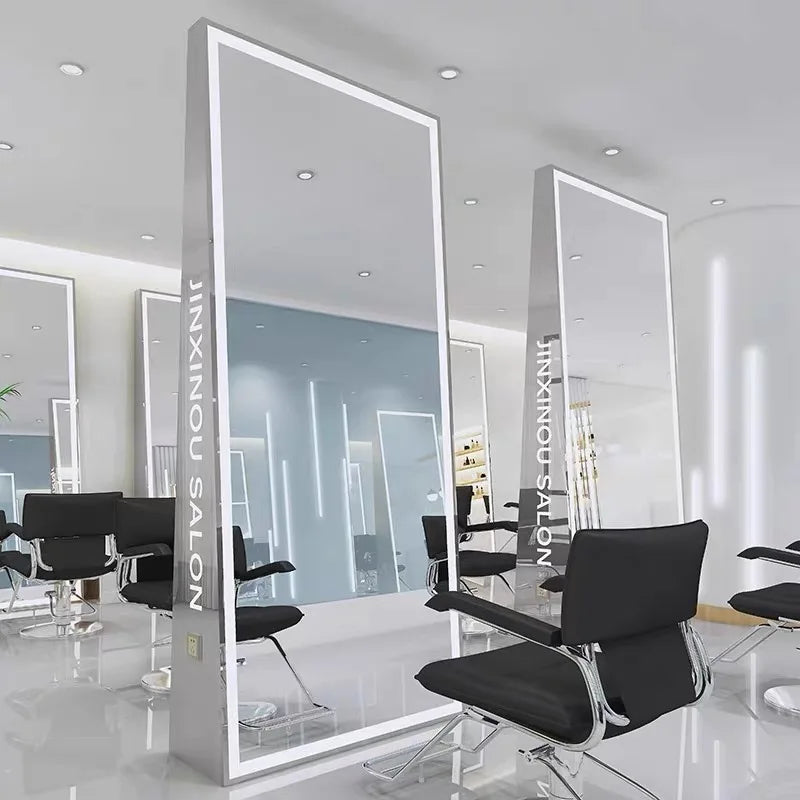 HJ Barber Shop Mirror Quick Cut Special Mirror Hair Salon Internet celebrity hair salon Full Lamp Mirror