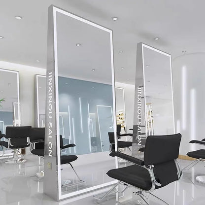 HJ Barber Shop Mirror Quick Cut Special Mirror Hair Salon Internet celebrity hair salon Full Lamp Mirror