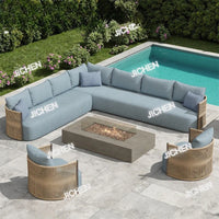 Outdoor Sofa Set Fire Pit Table Luxury Outdoor Furniture Terrace Set Villa Resort Courtyard Outdoor Sofa