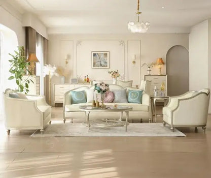 American Luxury Leather Living Room Sofa Light 123-Space L-Shape Combination Home Villa Boucle Fabric Furniture