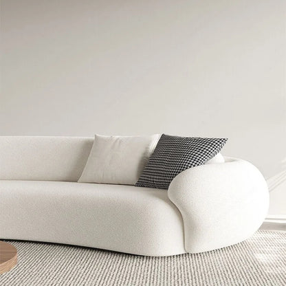 Three-Person Curved Sofa for Small Apartments Lamb Fleece Comfortable Living Room Furniture L-shaped Corner Couch