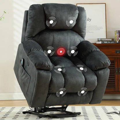 Large Power Lift Recliner with Massage and Heat for Elderly, Heavy Duty Lift Recliner for Seniors with USB Port, 2, Customized