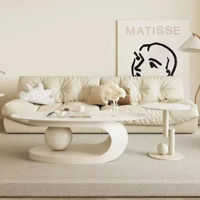 Bright Oval Coffee Tables for Tea Room Italian Rock Slab Easy To Clean Side Table Luxury Tables for Living Room a