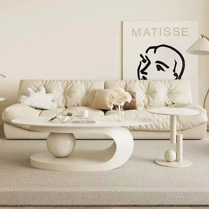 Bright Oval Coffee Tables for Tea Room Italian Rock Slab Easy To Clean Side Table Luxury Tables for Living Room a