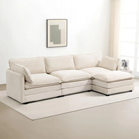 Oversized Modular Sectional Sofa with Movable Ottoman, 112 Inch 4 Seat Modern Corduroy Sofa Set, Convertible L Shaped Couch