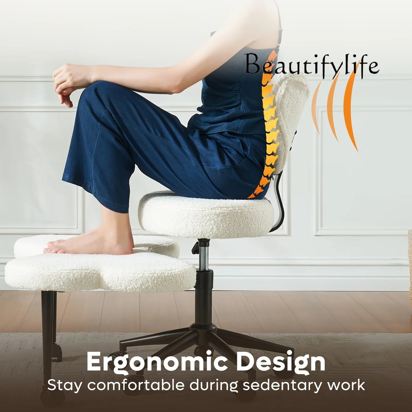 Cross Leg Chair - Meditation Chair with Wheels, ADHD Chair, Height Adjustable Seat, Adjustable Footstool