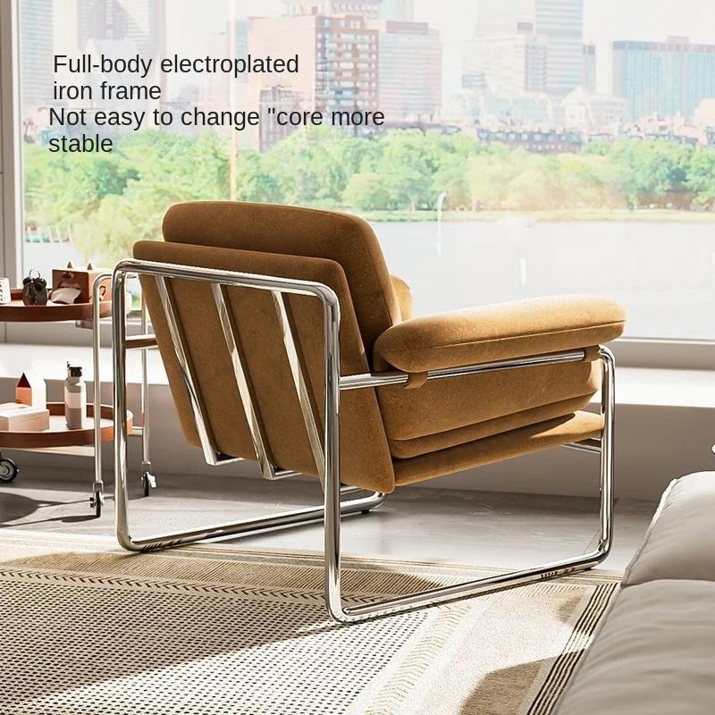 Bauhaus Antique Style Stainless Steel Designer Sofa Chair Living Room Home Balcony Leisure Recliner Negotiation Chair