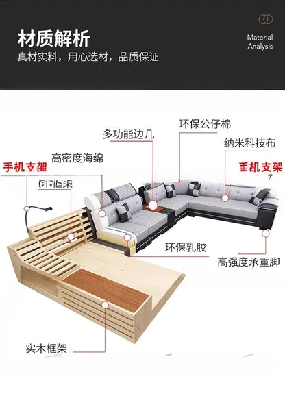 New multi-functional sofa simple modern living room large corner removable and washable technology cloth sofa combination furnit