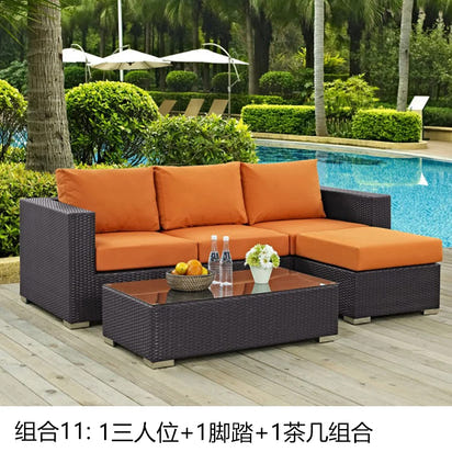 Terrace Modern Garden Sofas Outdoor Combination Courtyard Nordic Garden Sofas Waterproof Pe Rattan Furniture Sofá Jardín MHHYSF