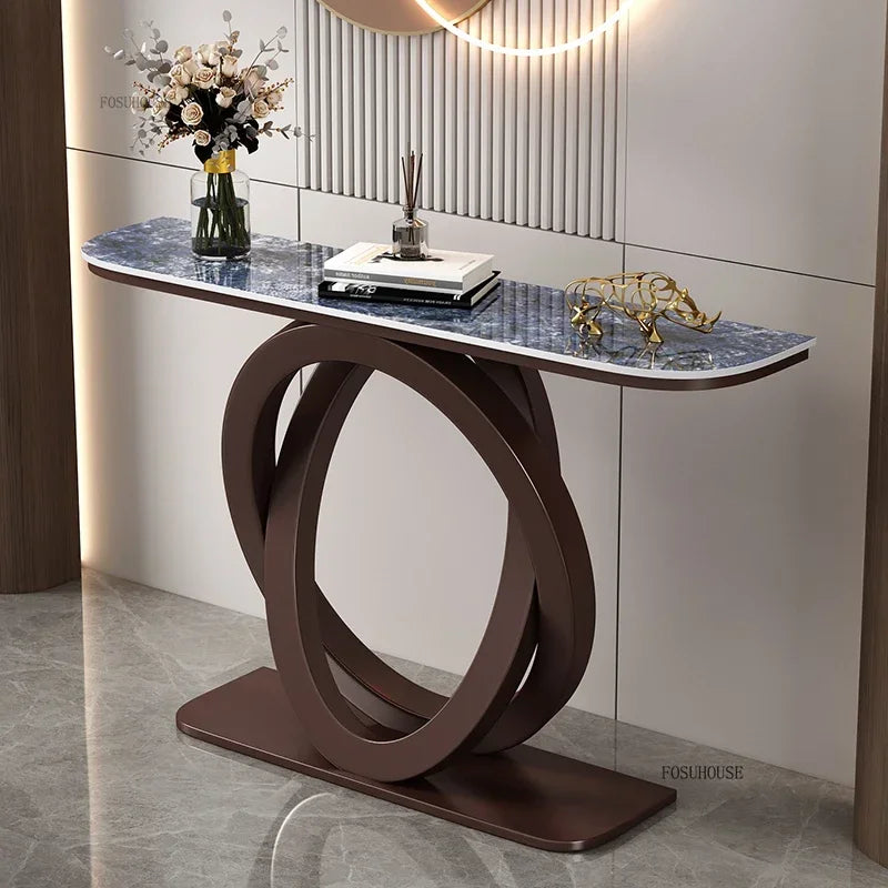 Luxury Iron Console Table Italian Semi-circular Entrance Cabinet Tables Home Furniture Creative Corridor Entryway Table