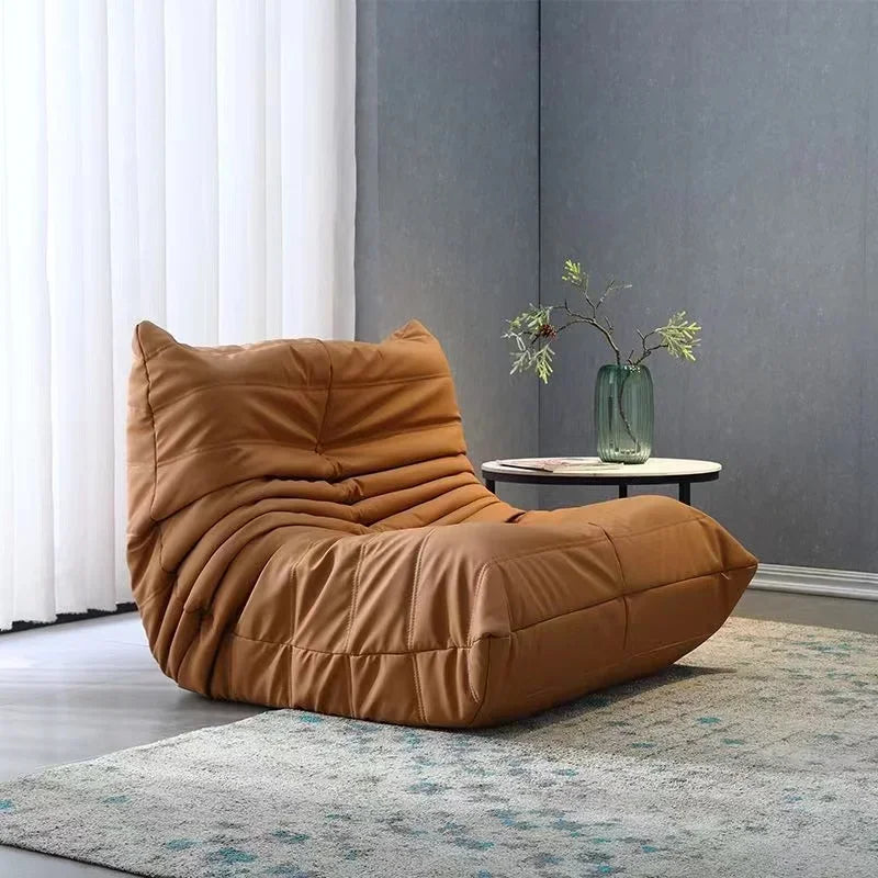 Caterpillar Lazy Sofa for Bedroom, Flannel Fabric, Small Unit Living Room, Leisure Chair, Netting Red, Modern Single Person Sofa