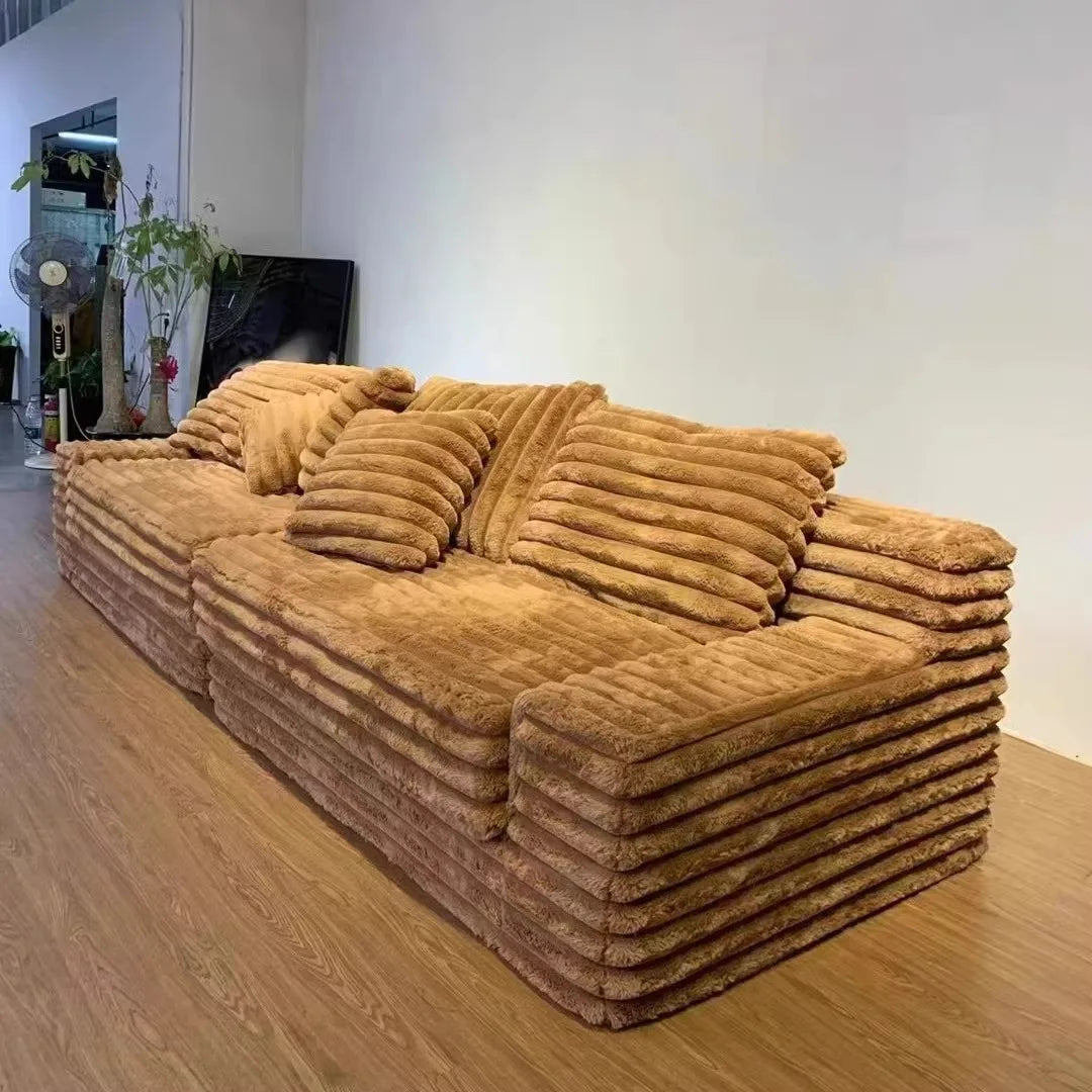 Italian minimalist thick velvet compression sofa bed French fabric lazy sofa