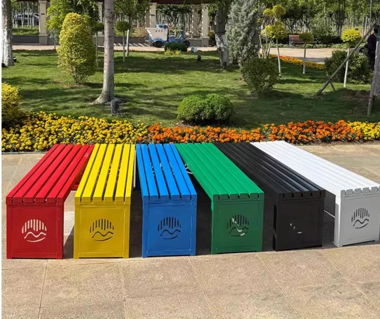 Banc extérieur de luxe pour hôtels modernes, jardins, patios, parcs, siège métallique imperméable et résistant au soleil pour les écoles et les hôpitaux