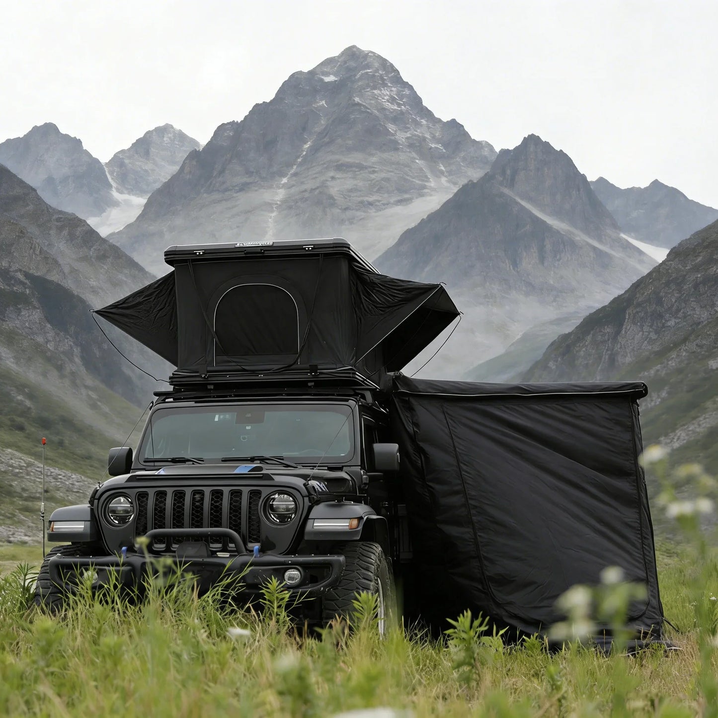 YOUNGHUNTER Straight Pop-Up Roof Tent with Aluminum Frame Quick Open Outdoor Camping Overlanding Tent
