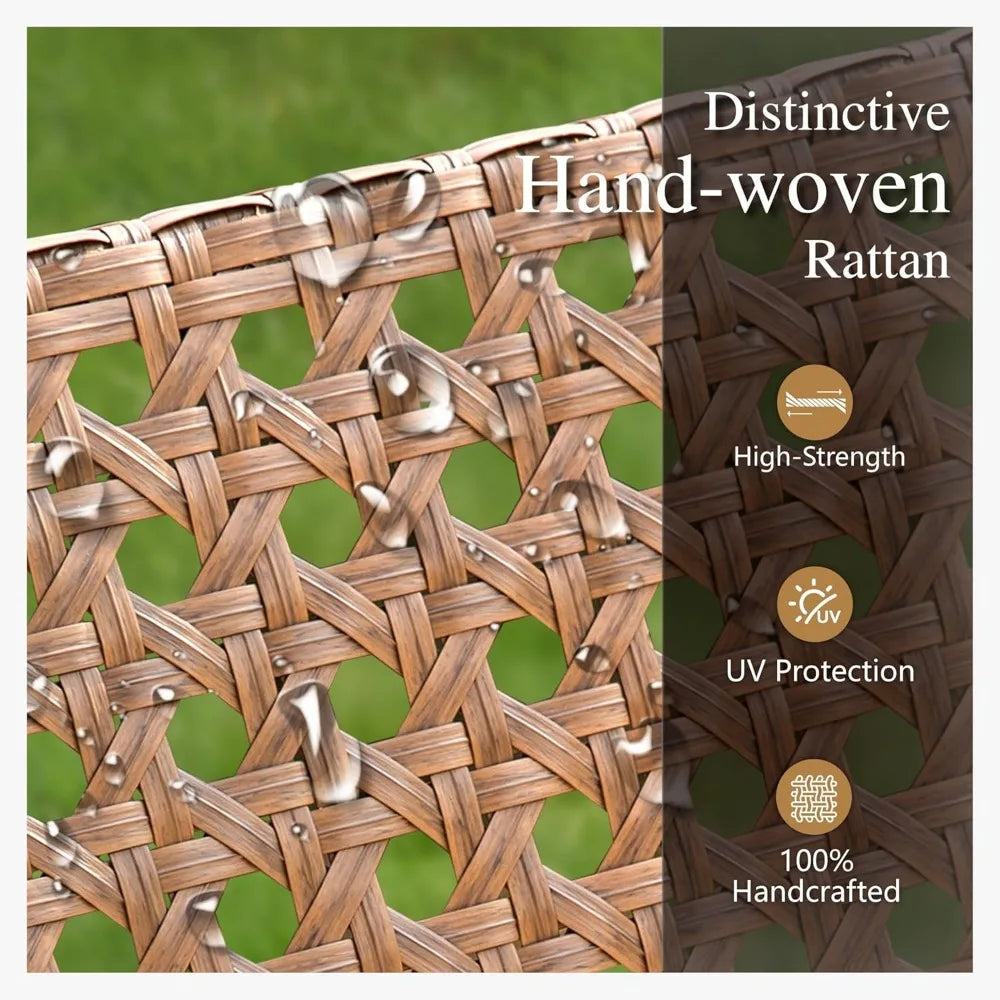 Sophia & William 4 Pieces Patio Conversation Set, Wicker Outdoor Furniture Set for 4, All Weather Outdoor Seating Set, Rattan Lo