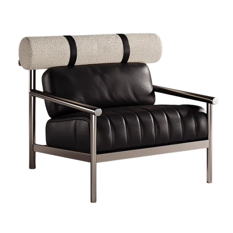 Single chair, living room, simple sofa chair, vintage creative stainless steel lounge chair, reception room