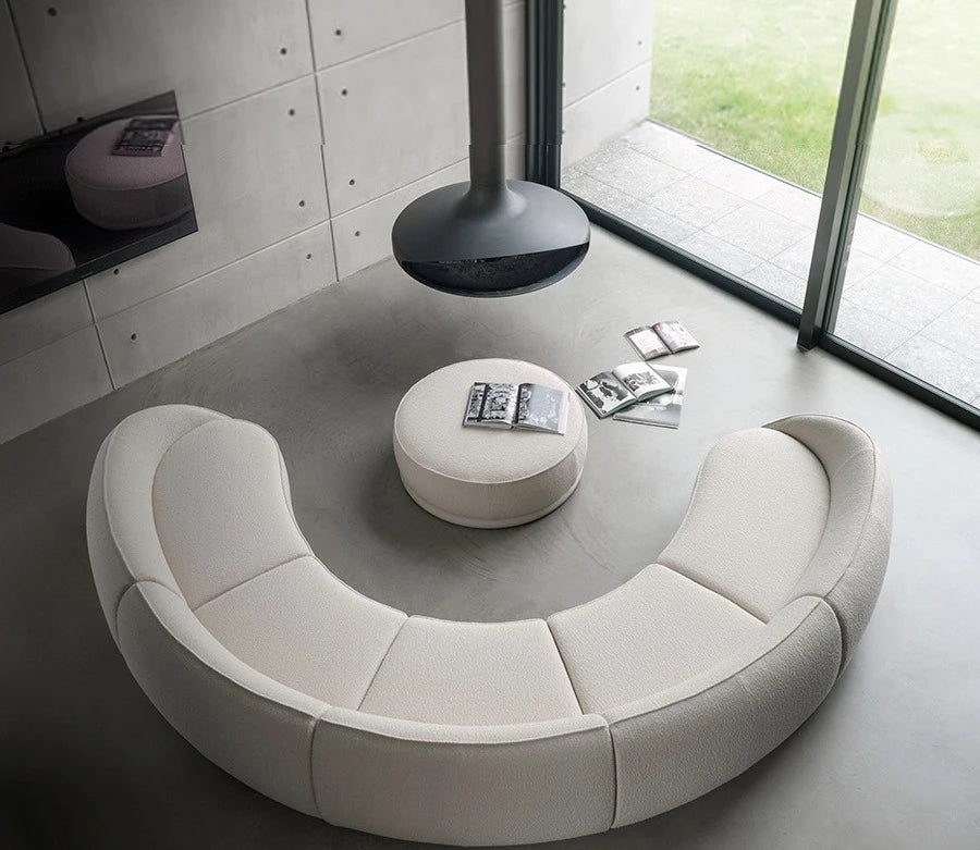 Nordic Italian wabi style living room moon technology cloth lamb wool Internet celebrity half arc light luxury