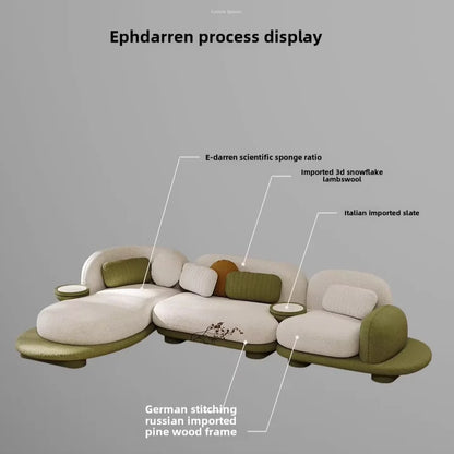 Wooden combination sofa set, corner combination, special shape, sponge filling material