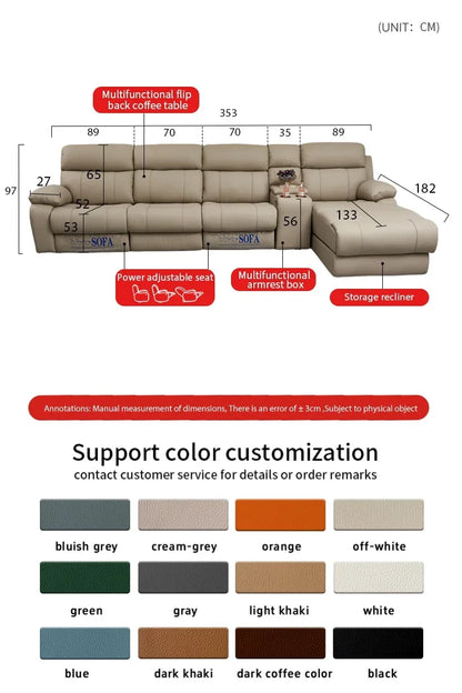 Modern Italian Living Room Sofas Modular Electric Recliner Sofa Bed Multi-functional Leather Minimalist Divano Room Furniture