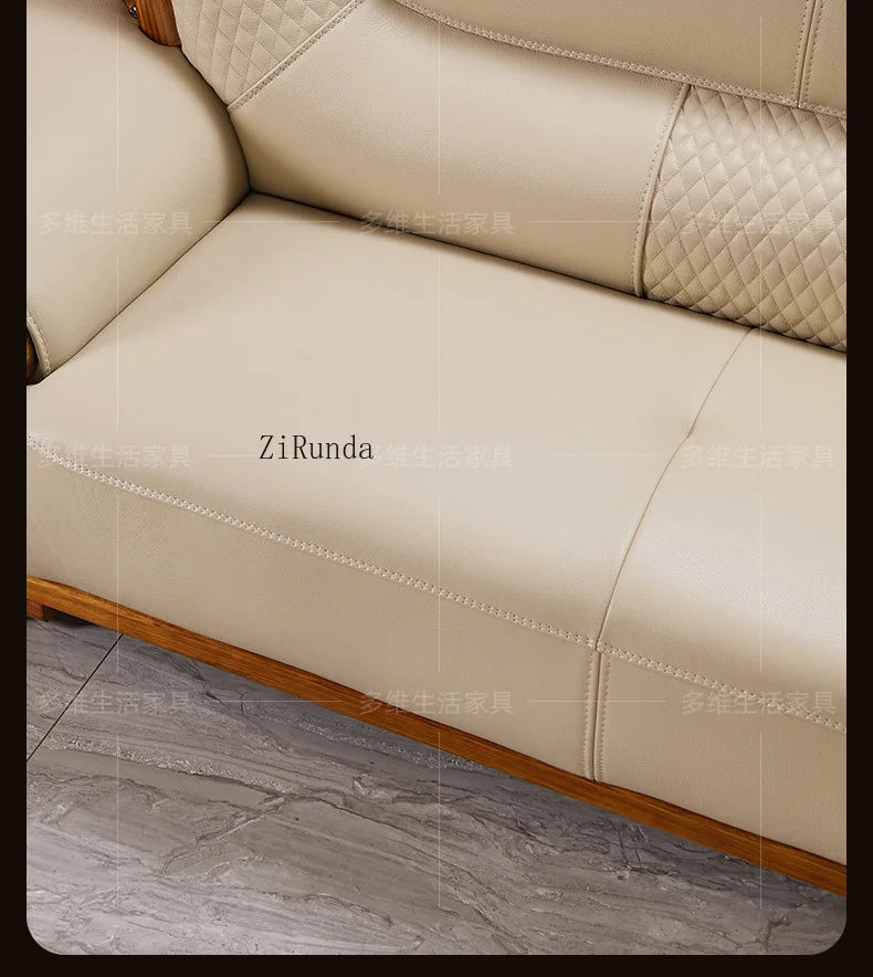 Ebony leather sofa, living room solid wood princess corner sofa, modern furniture