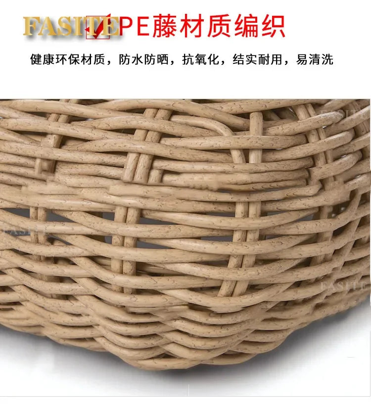 Outdoor rattan woven sofa, balcony, courtyard sofa, coffee table, outdoor rattan woven furniture