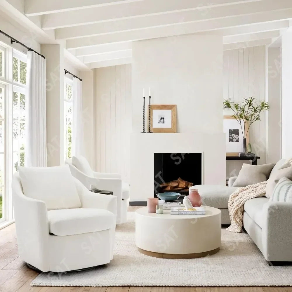 Linen Dining Chair with Casters Modern Storage Seat Design for Relaxing Upholstered Arm Chair, Single Sofa Chair