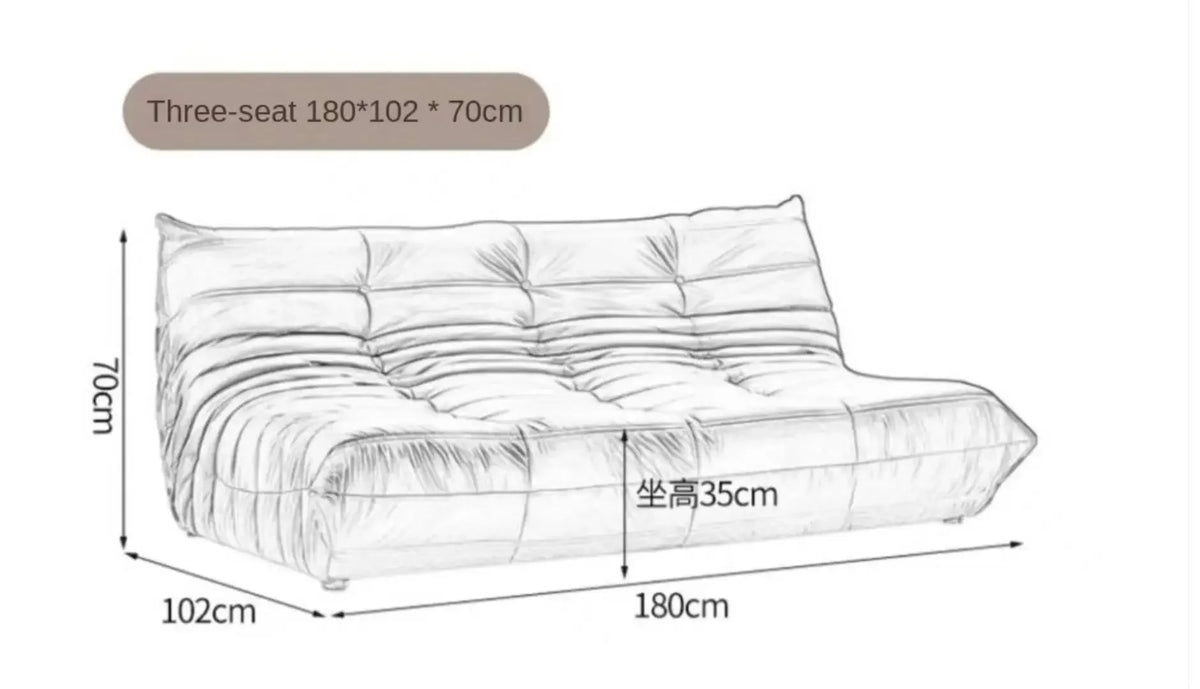 Togo Sofa Nordic designer 3-person oil wax leather sofa Classic living room furniture Caterpillar sofa
