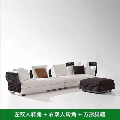 Homestay Outdoor Sofas Courtyard Leisure Balcony Garden Sofas Accent Wicker Woven Wicker Chair Furniture Arredo Giardino Lshysf