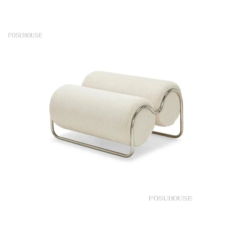 Minimalist Corduroy Living Room Chair - Single Sofa with Stainless Steel Design for Home and Balcony
