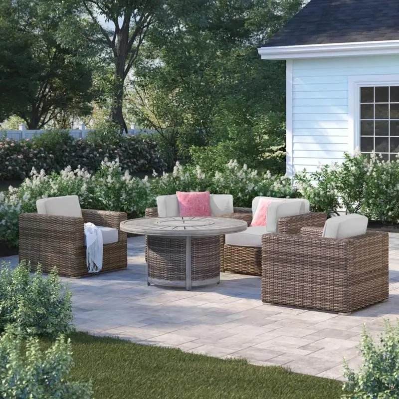 Assembled Patio Seating Set for 4 with Cushions