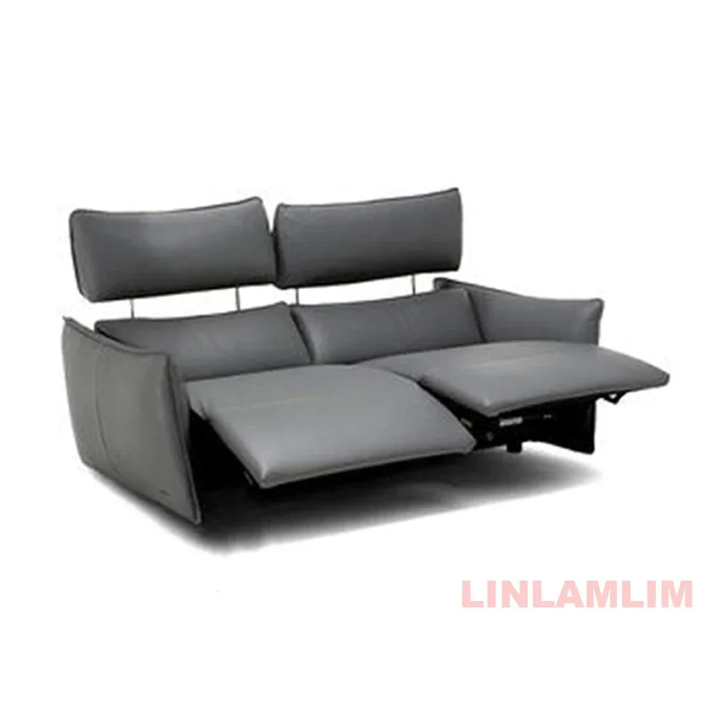 QY Dual Motor Power Reclining Genuine Leather Sectional Sofa with Adjustable Headrests, L-Shaped Corner Couch with Chaise Lounge