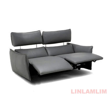 QY Dual Motor Power Reclining Genuine Leather Sectional Sofa with Adjustable Headrests, L-Shaped Corner Couch with Chaise Lounge