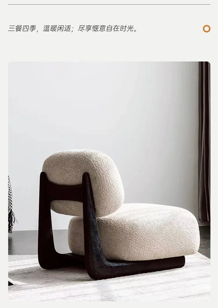 Beautiful single sofa chair solid wood simple floor Slacker children internet celebrity