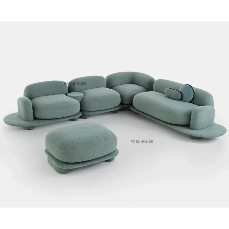 Italian Fabric Living Room Sofas Designer Pebble Sofa Bed Home Corner Creative Recliner Back Sofa Nordic Living Room Furniture L