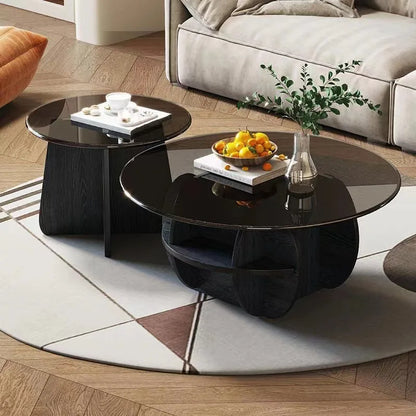 2024 table basse ronde en verre de taille populaire lumière nordique luxe moderne simple petit appartement rond Internet célébrité créative c
