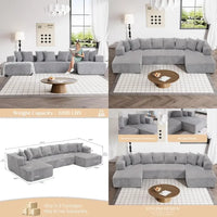 Modular Sectional Sofa In Corduroy With Memory Foam For Living Room, Modern Deep Seating Living Room Sofas Modern Apartment