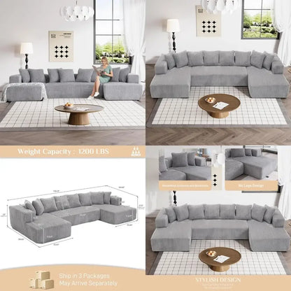 Modular Sectional Sofa In Corduroy With Memory Foam For Living Room, Modern Deep Seating Living Room Sofas Modern Apartment