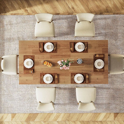 63-inch Dining Table for 4-6, Farmhouse Kitchen Table with Large Tabletop, Rectangular Eating Table for Dining Room, Living Room