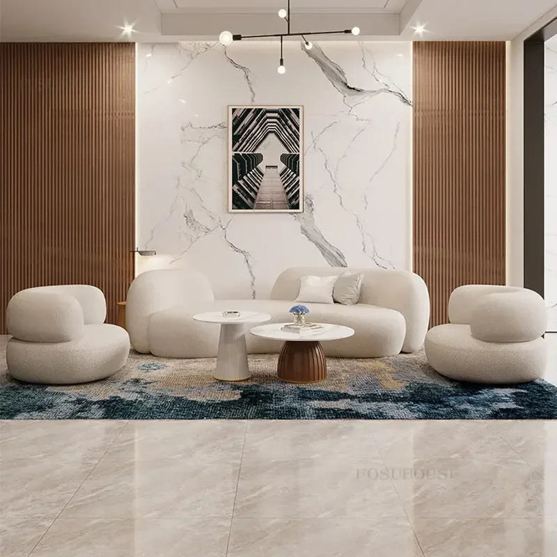 Modern Simple Fabric Curved Living Room Sofas for Home Furniture Luxury Nordic Lambswool Sofa Clothing Store Creative Sofa v