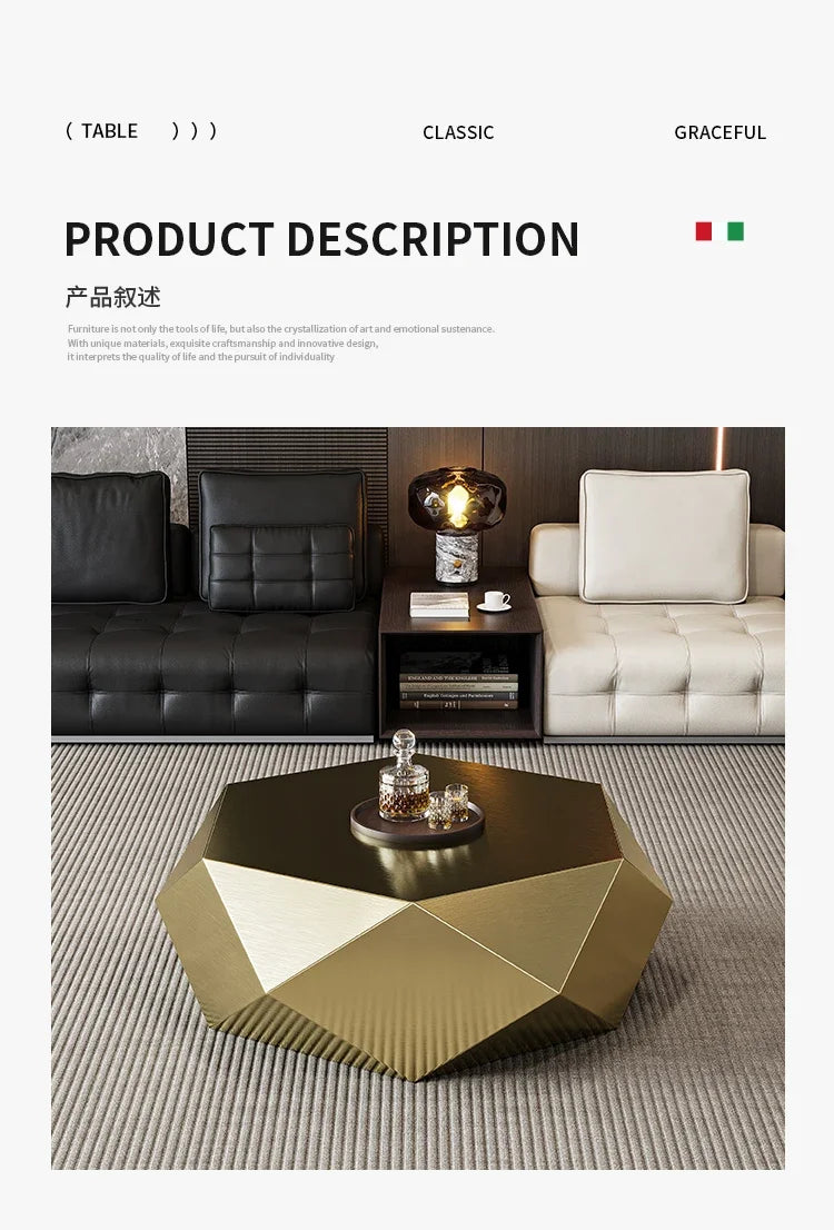 VV Italian minimalist gold diamond coffee table designer high-end small apartment hotel KTV special-shaped light luxury living r